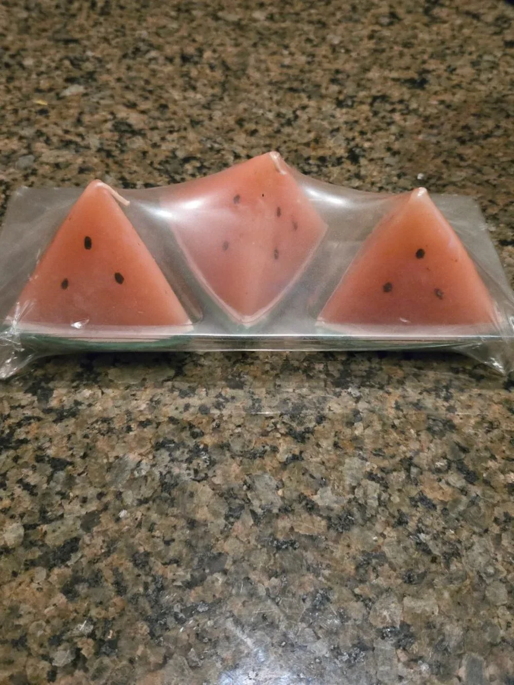 New/Sealed Set of 3 Watermelon Wedges Citronella Outdoor Candles